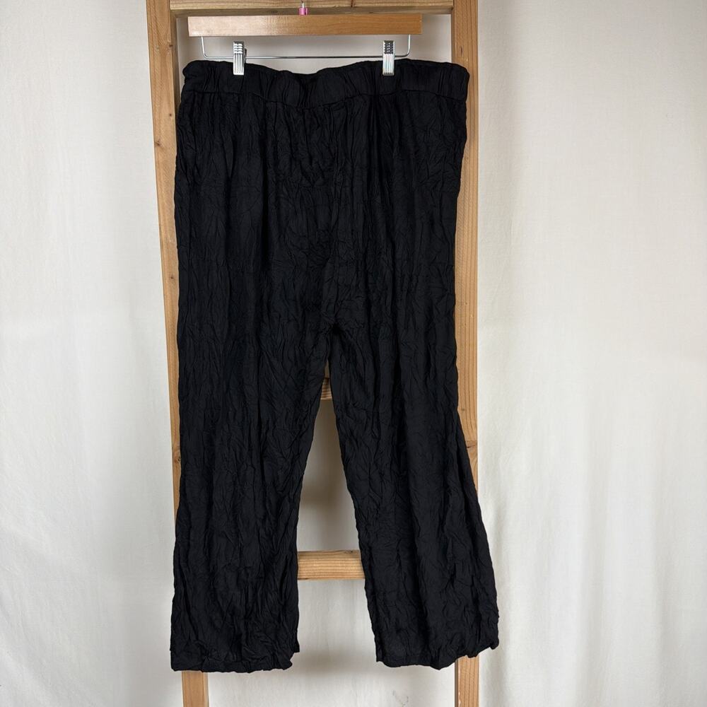NWT Shana Black Pockets Crinkle Cropped Pants #0897 Size 2X - Picture 4 of 6